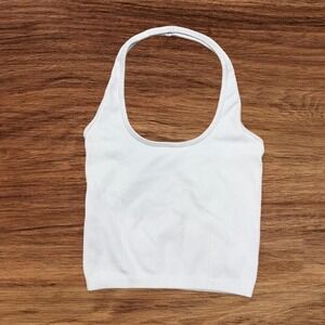 American Eagle Halter Ribbed Tank Top Sleeveless Casual White Size‎ Medium